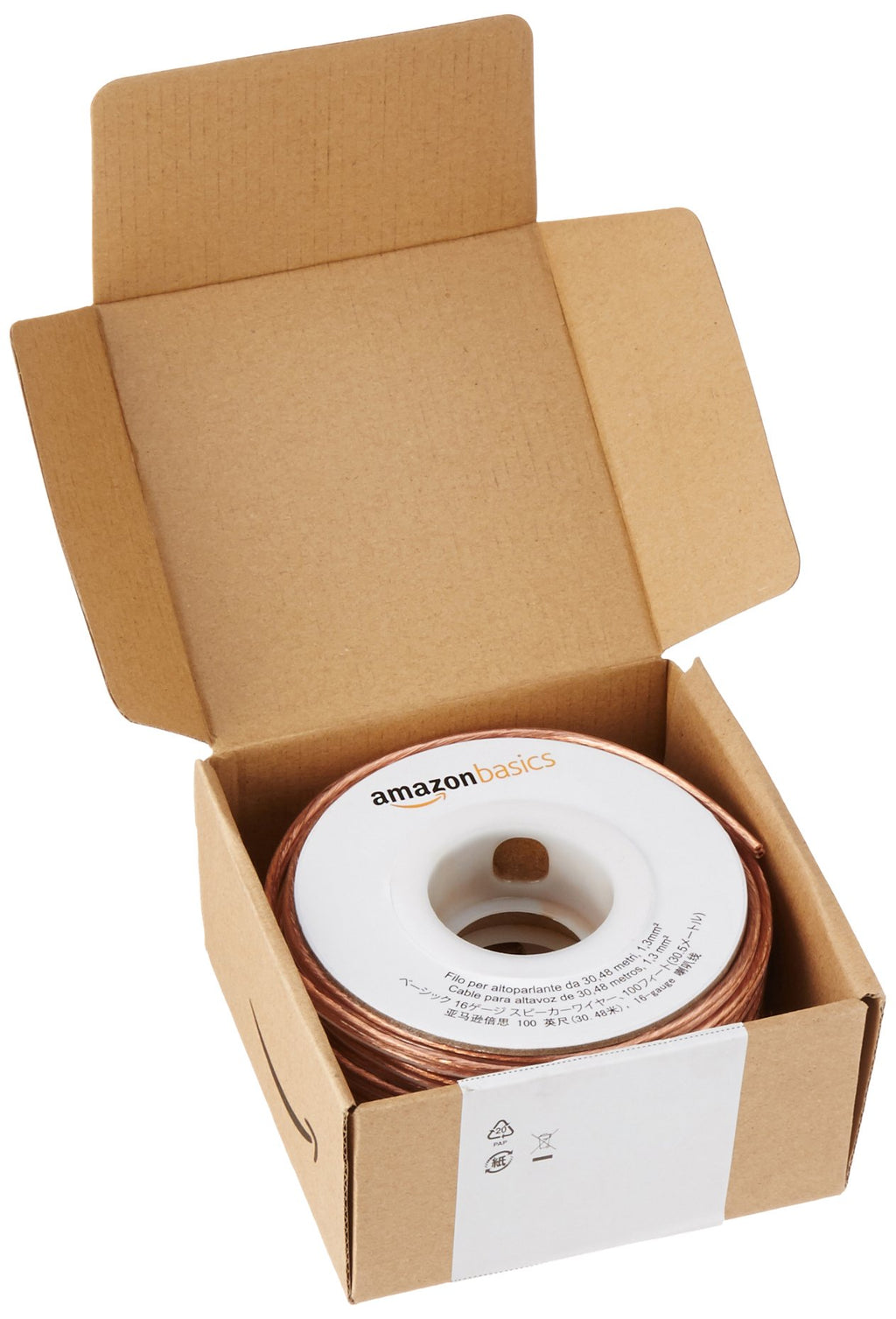 Amazon Basics 16-Gauge Speaker Wire Cable, Polarity Marked, 50 feet, Transparent