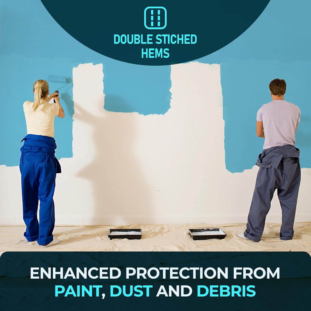 CS Cotton Dust Sheets for Decorating, Furniture, Floors, 12x9 Ft (3.6x2.7m)