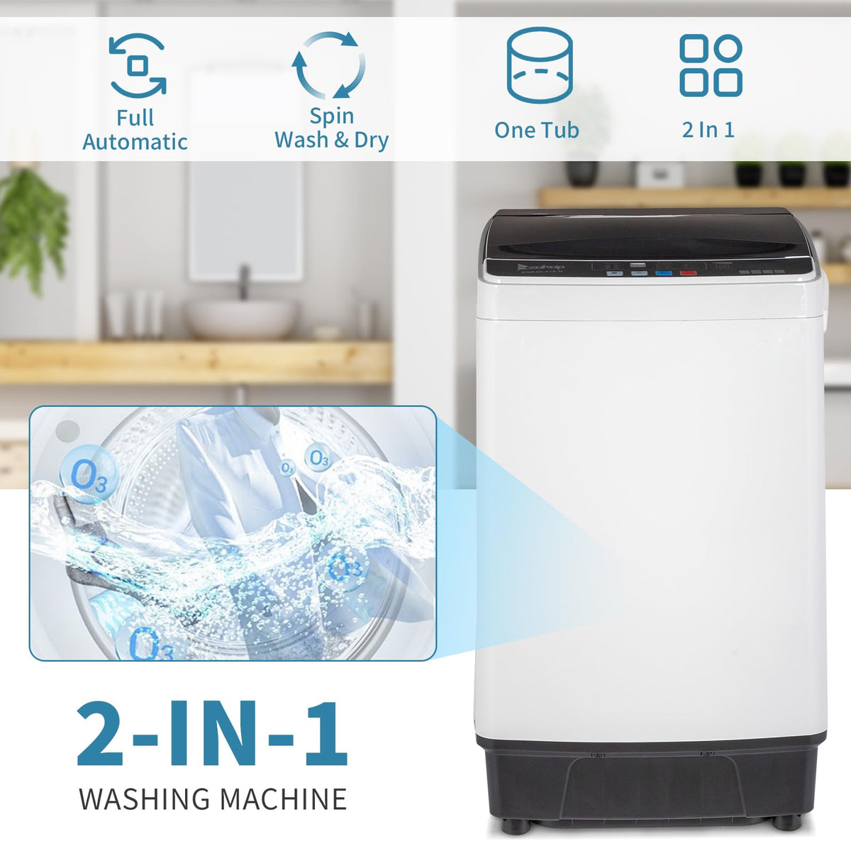 ROVSUN 25LBS Full-Automatic Washing Machine and 3.5CuFt Portable Clothes Dryer Set, Compact Laundry Washer and Dryer Combo Set with Stainless Steel Inner Tub, for Apartment, Dorms, Home