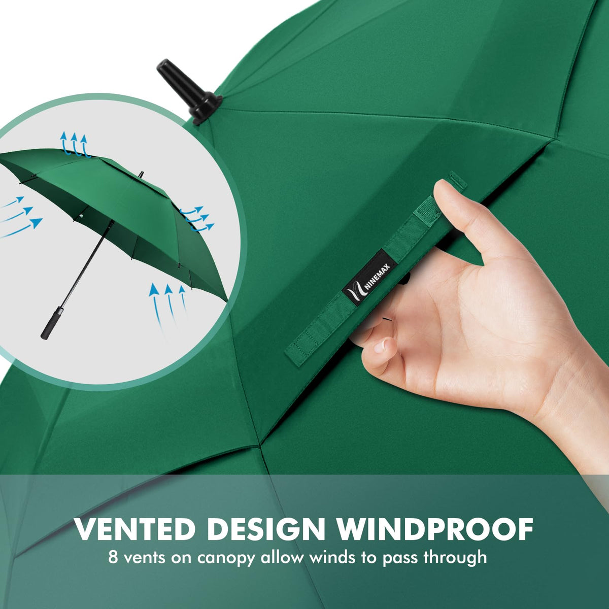 NINEMAX Large Golf Umbrella Windproof Strong 54/62/68 Inch,Extra Big Golf Umbrellas Automatic Open Double Canopy for Gents Women