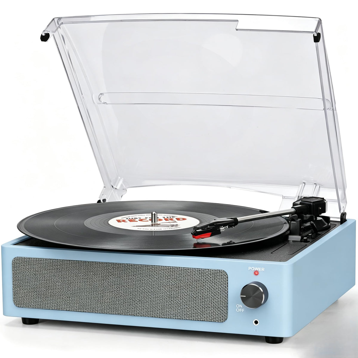 Seasonlife® Retro Vinyl Record Player with Stereo Speakers,Walnut Brown