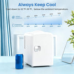 Antarctic Star Compact Refrigerator, Portable Mini Fridge, Skin Care 4L Capacity/6 Cans, for Bedroom, Car, Office & Dorm, Small Cooler for Cosmetics, Beverage and Food, White