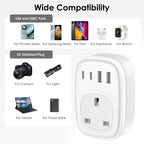 UK to European Plug Adapter - UK to EU Euro Europe Schuko 40W USB C Fast Travel Plug Adaptor Grounded USBC Type C Charger for Spain Turkey France Germany Iceland Poland Greece Russia (Type E/F)Tusreda