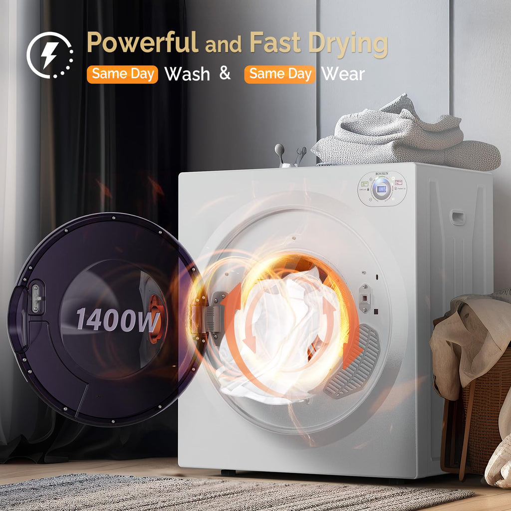 ROVSUN 25LBS Full-Automatic Washing Machine and 3.5CuFt Portable Clothes Dryer Set, Compact Laundry Washer and Dryer Combo Set with Stainless Steel Inner Tub, for Apartment, Dorms, Home