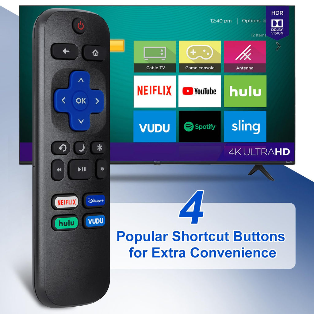 Universal Remote Replacement XRT260 for All VIZIO Smart TV Smartcast 4K P-Series V-Series D-Series M-Series XRT136 XRT140, with Buttons for Netflix Disney Prime Video Hulu (No Voice Function)