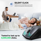 TECKNET Wireless Mouse for Laptop, 4800 DPI Optical Computer Mice with 6 Adjustable Levels, 30 Months Long Battery Life 2.4G Cordless USB Silent Mouse for Notebook, PC, Office Home Work -Grey
