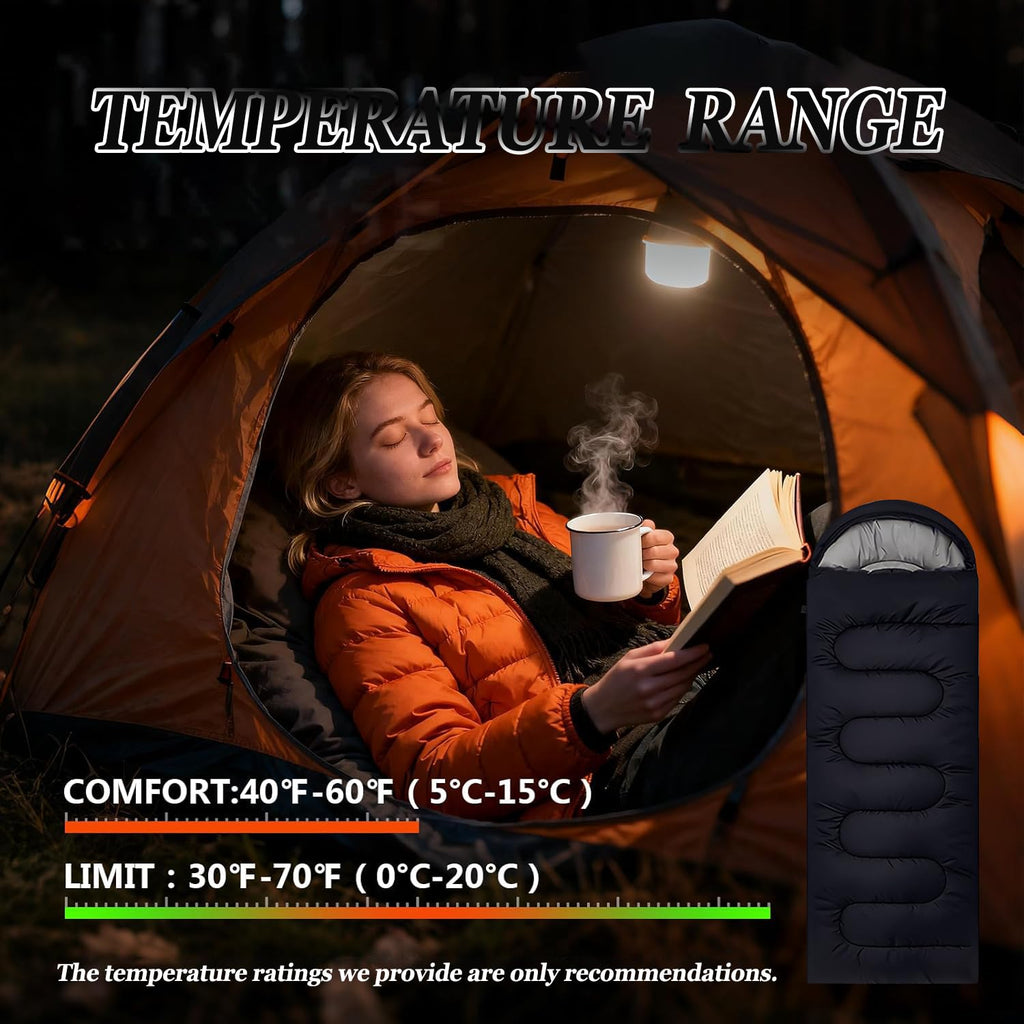 Sleeping Bag for Camping,Sleeping Bags for Adults Backpacking Waterproof,3 Seasons Adult Blanket,Small Packed Ultralight Carry Bag, Soft,Thick and Warm,for Outdoor Camping,Travel,Hiking