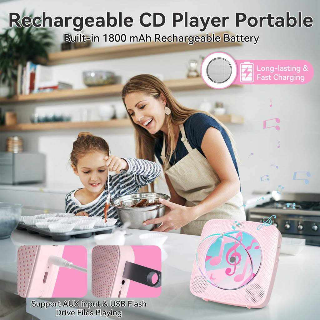CD Player Portable: Kegaudio CD Players for Home with Speakers Bluetooth
