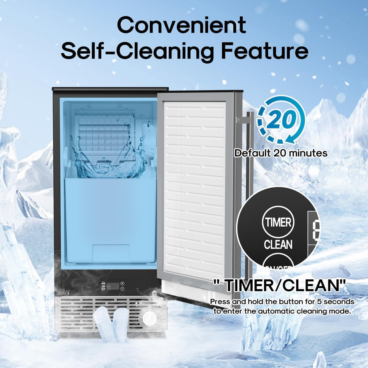 ICEPURE Nugget Ice Makers Countertop with App, Portable Ice Machine