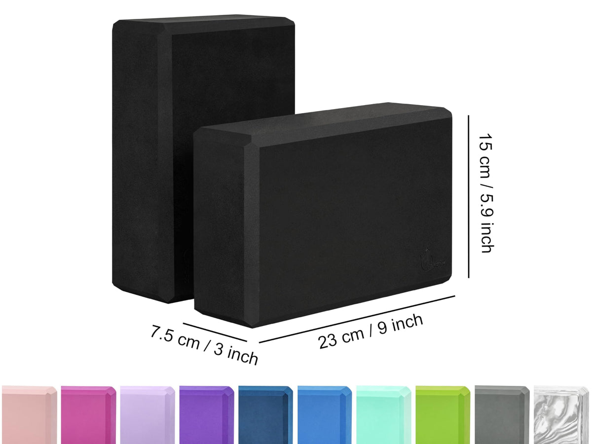 EXERZ Yoga Blocks 2pcs Gym Bricks -Comfortable Fitness Yoga Bricks, Anti-Slip, Lightweight and Travel Friendly Pilates Practice