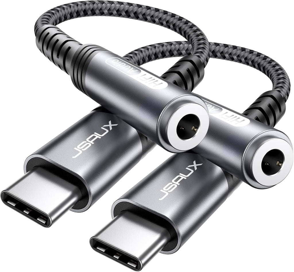 JSAUX 2-Pack USB C to 3.5mm AUX Audio Adapter for iPhone 17, Galaxy S25