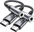 JSAUX 2-Pack USB C to 3.5mm AUX Audio Adapter for iPhone 17, Galaxy S25