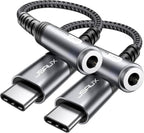 JSAUX 2-Pack USB C to 3.5mm AUX Audio Adapter for iPhone 17, Galaxy S25