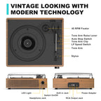 Seasonlife® Retro Vinyl Record Player with Stereo Speakers,Walnut Brown