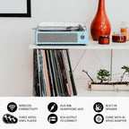 Seasonlife® Retro Vinyl Record Player with Stereo Speakers,Walnut Brown