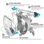 G2RISE SN01 Full Face Snorkel Mask with Detachable Camera Mount, Anti-Fog and Foldable Design, Advanced Breathing System for a Safe Adults/Kids Snorkeling Experience