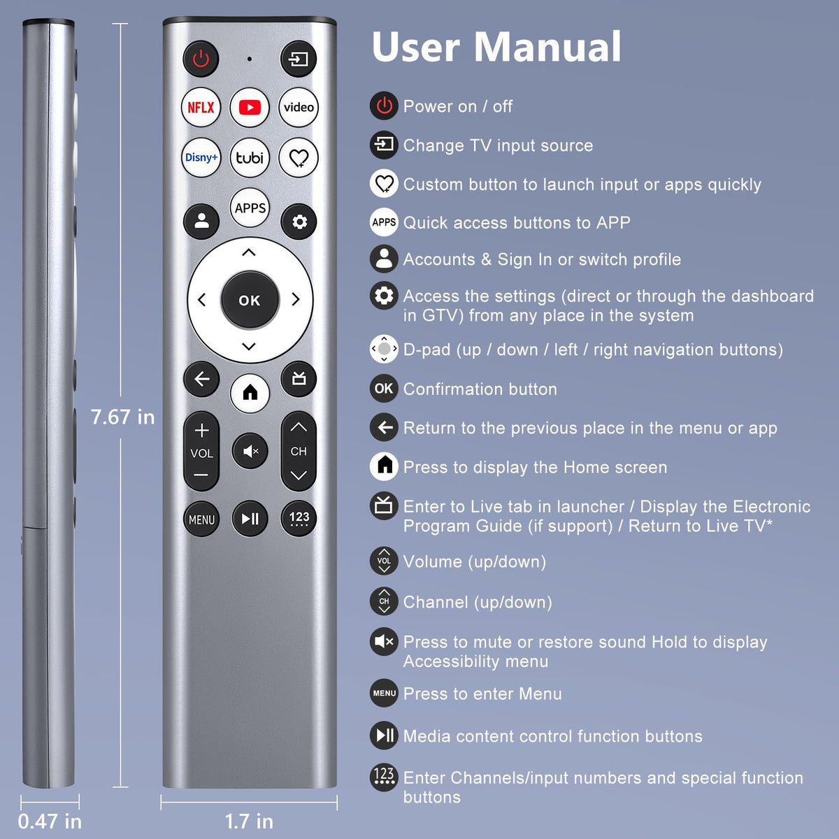 Replacement for Apple-TV-4K-Remote, Remote Control for Apple TV 4K/HD