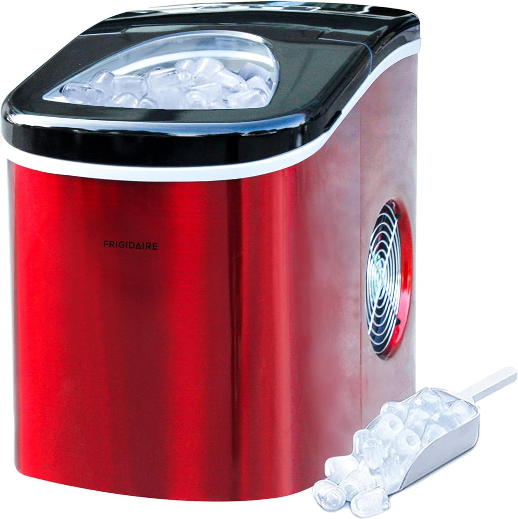 Frigidaire 26 Lbs per Day Portable Compact Maker, Ice Making Machine, Red Stainless, Medium