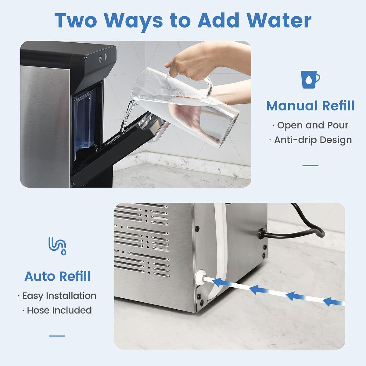 Gevi V2.0 Nugget Ice Maker for Home Kitchen Office,38lbs/24H,Black