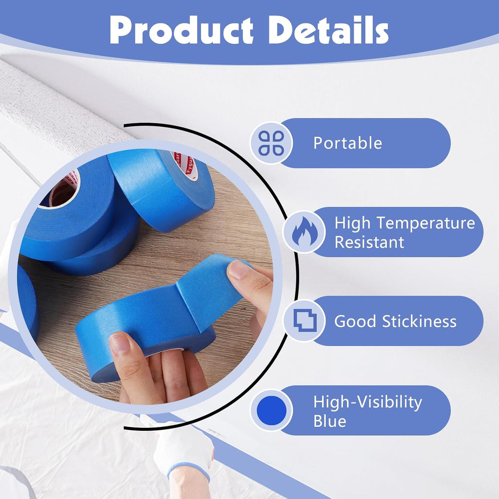 5 Rolls Painters Tape Blue, 36mm x 50m, UV & Heat Resistant