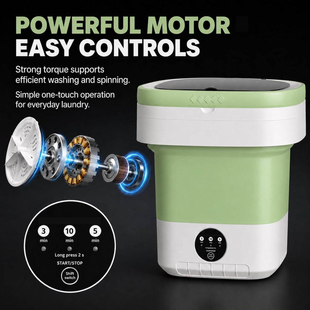 Portable Washing Machine【Upgraded 20L Capacity・3 Modes Deep Cleaning・1-Year Free Replacement】Foldable Mini Washer and Dryer, Small Washing Machine for Travel, Dorms, RVs, Camping (Green)