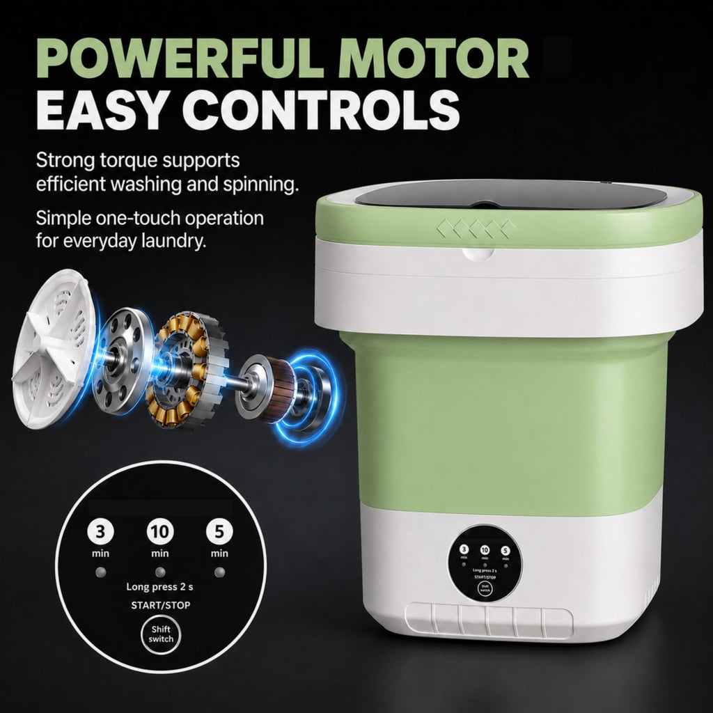 Portable Washing Machine【Upgraded 20L Capacity・3 Modes Deep Cleaning・1-Year Free Replacement】Foldable Mini Washer and Dryer, Small Washing Machine for Travel, Dorms, RVs, Camping (Green)