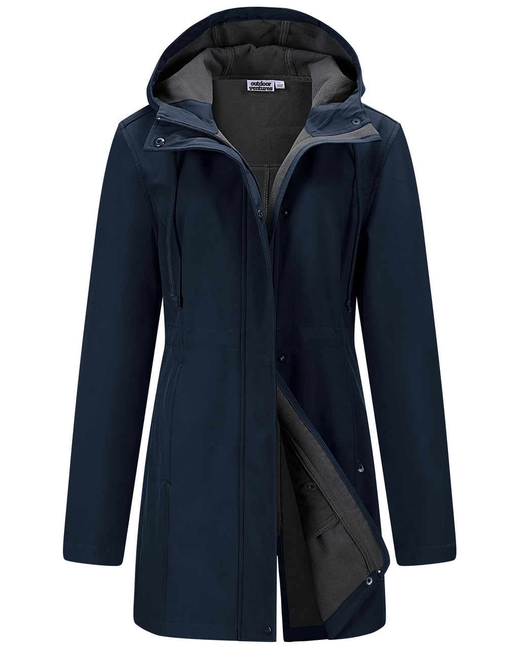 Outdoor Ventures Womens Waterproof Softshell Jacket Long Hooded Windbreaker