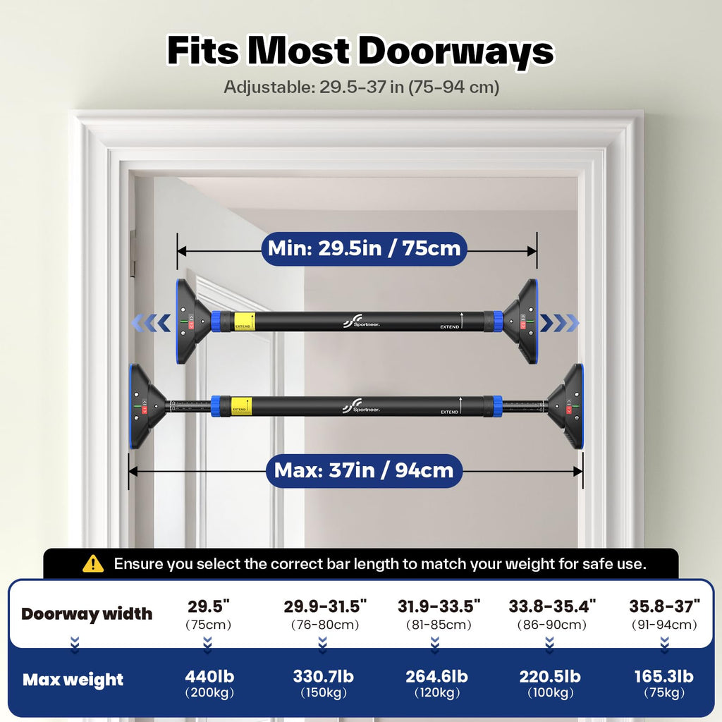Sportneer Pull Up Bar Doorway Chin Up Bar No Screws