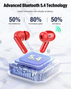 Wireless Earbuds, Bluetooth 5.4 Headphones Bass Stereo/Clear Calls, White