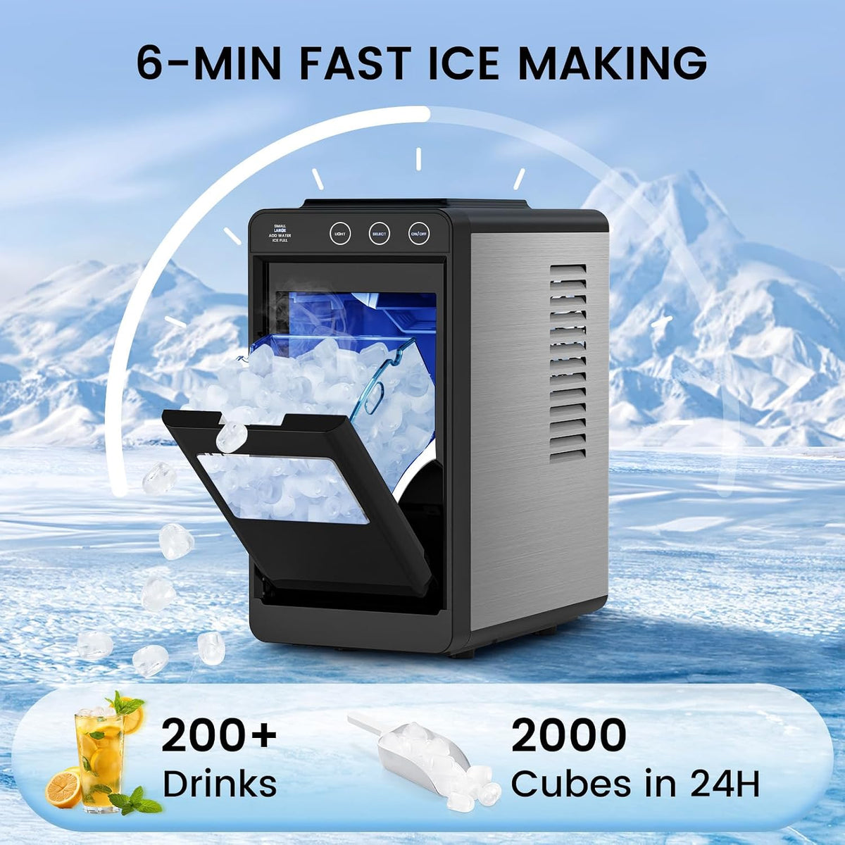 COWSAR Nugget Countertop Ice Maker, Automatic Ice Dispenser, 33 lbs/Day Chewable Pellet Ice Machine with Self-Cleaning & Measured Dispensing, Portable Ice Maker for Home, Kitchen, Office