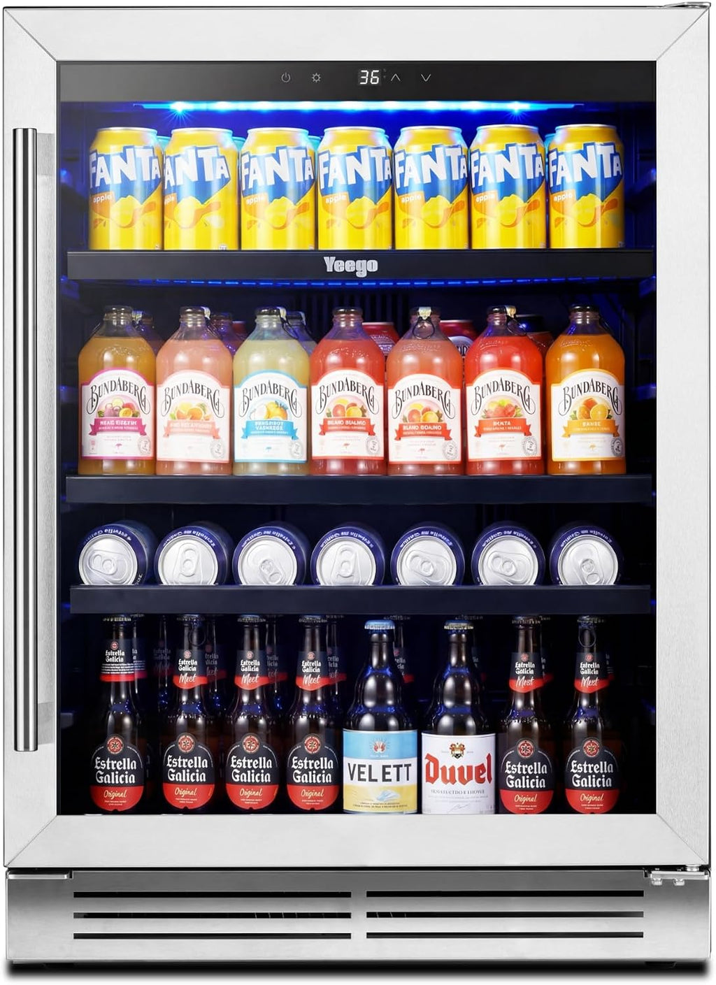 Yeego Beverage Refrigerator - 24 inch 180 Cans Beer Cooler with Glass Door