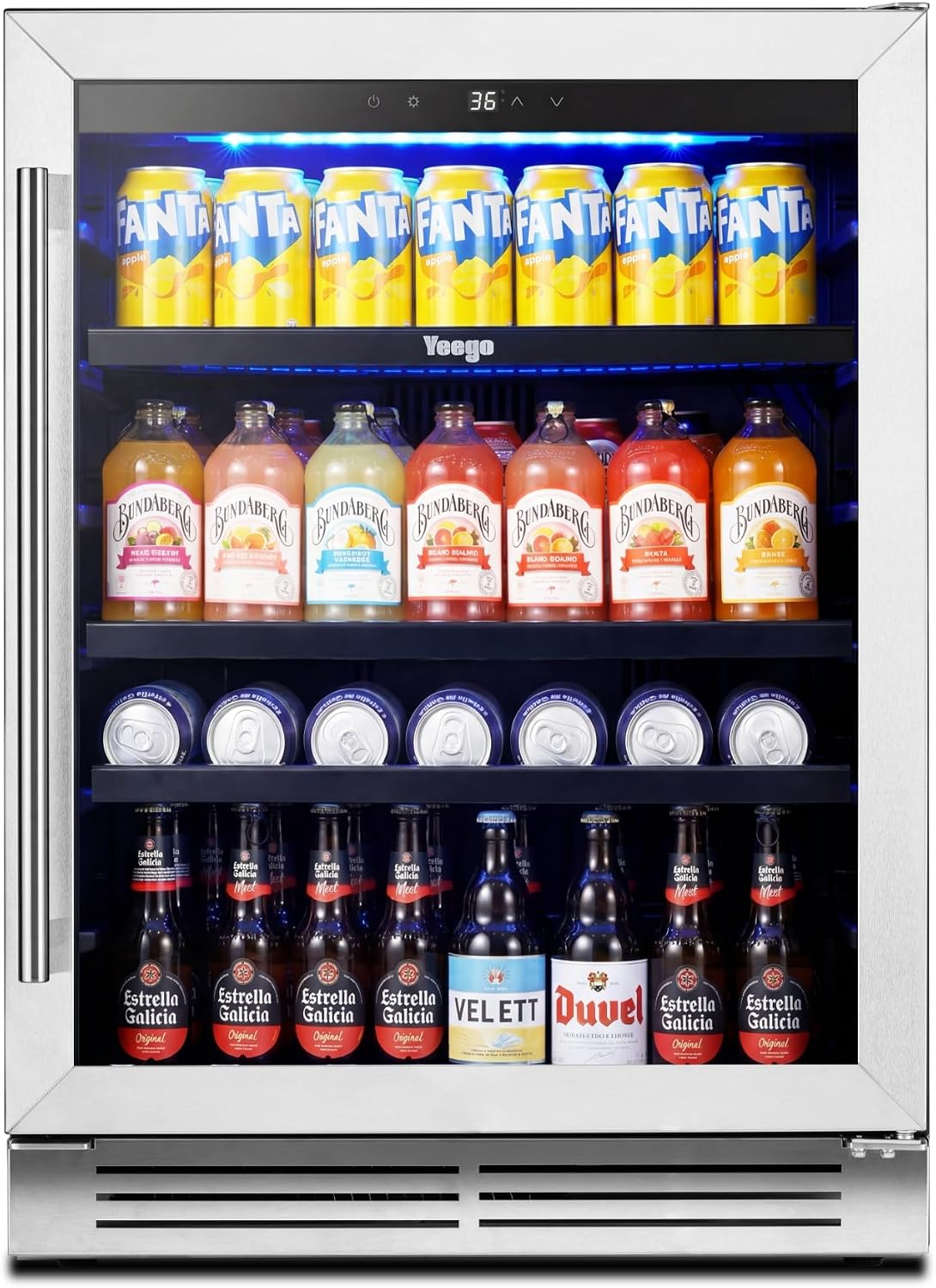 Yeego Beverage Refrigerator - 24 inch 180 Cans Beer Cooler with Glass Door