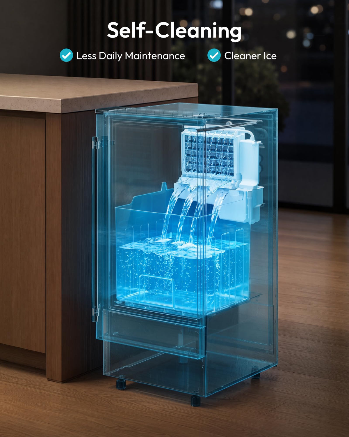 EUHOMY 15" Under Counter Ice Maker, 90lbs/24H, 24lb Bin, Gravity Drainage