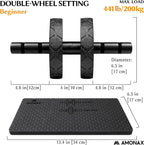 Amonax Convertible Ab Wheel Roller with Large Knee Mat for Core Abs Rollout