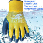 Winter Work Gloves Thermal Fleece Liner Waterproof Coating Superior Grip for Cold Weather Car Washing Gardening Fishing Multipurpose