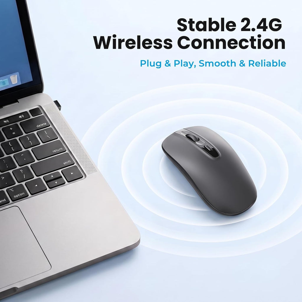 cimetech Wireless Mouse for Laptop, Portable Slim Silent Design for Left & Right Hand Users, Storable Nano Receiver, 800-1600 DPI, 2.4G Compact Computer Mice for MacBook, PC, Windows, Chromebook