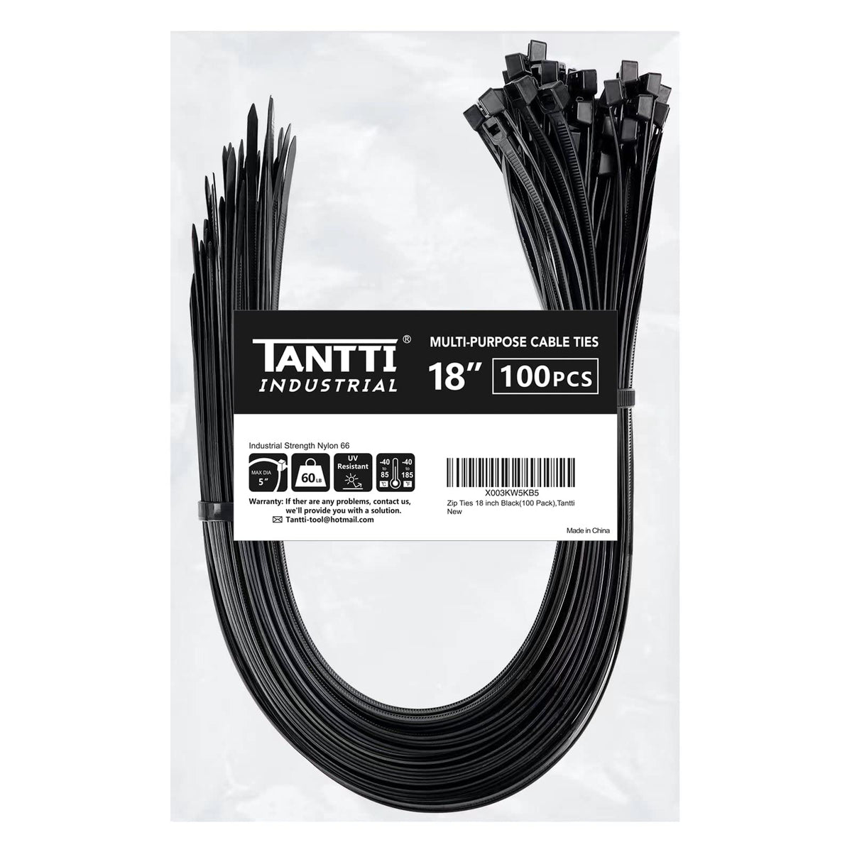 Zip Ties 12 inch, Black Zip Ties 100 pack, 40lb, Cable Ties, Self-locking Wire ties for indoor and outdoor use, by Tantti