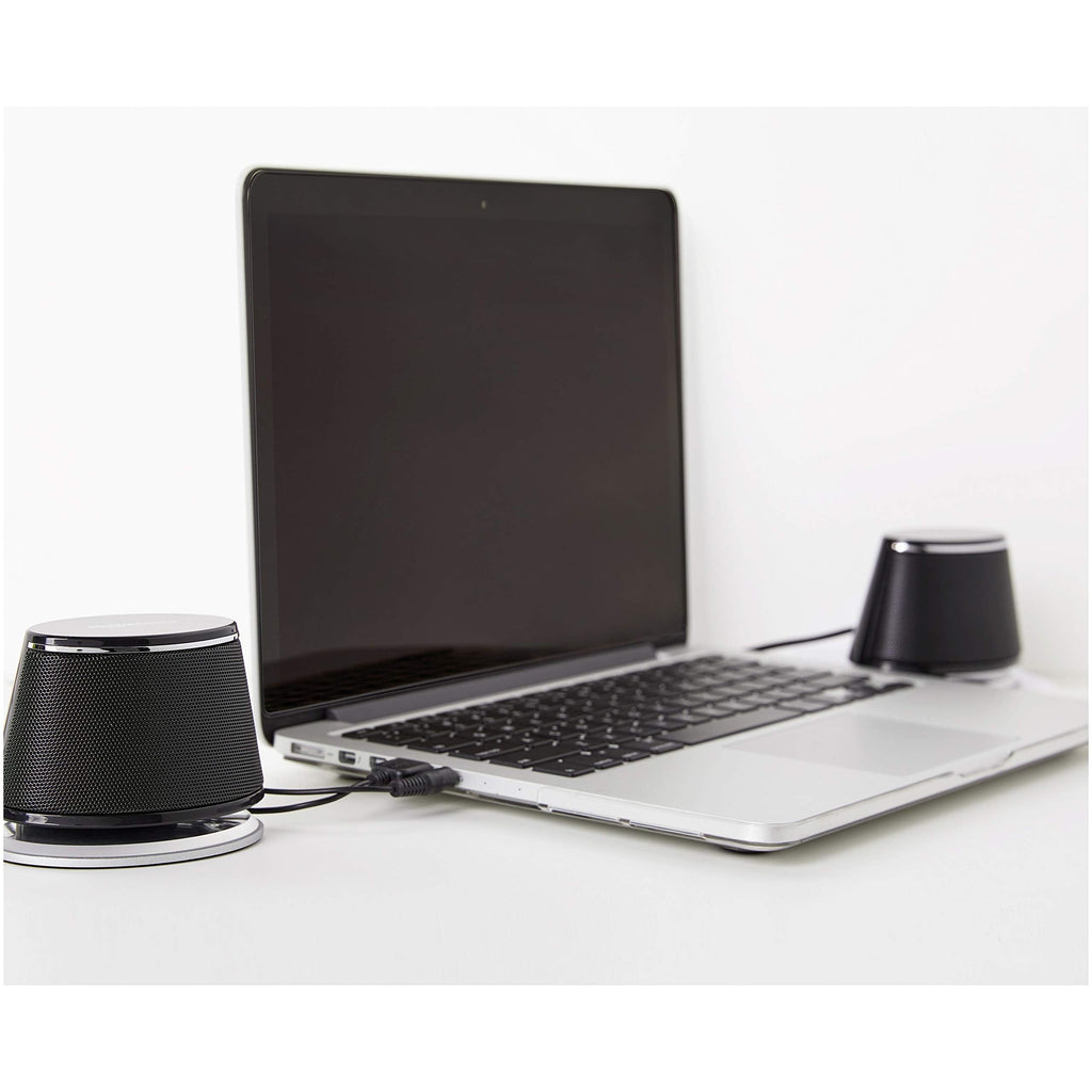 Amazon Basics PC Speakers for Desktop or Laptop, 3.5mm Aux, USB-Powered, Silver