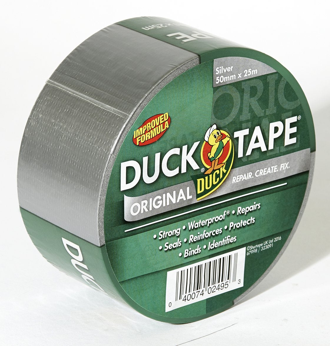 Duck Tape Original White Duct Tape, 50mm x 5m Heavy Duty, Waterproof Gaffer, Gaffa Sticky Tape, Strong Adhesive Cloth Repair Tape, Suitable for Packing boxes, Moving House, Parcels or Packaging