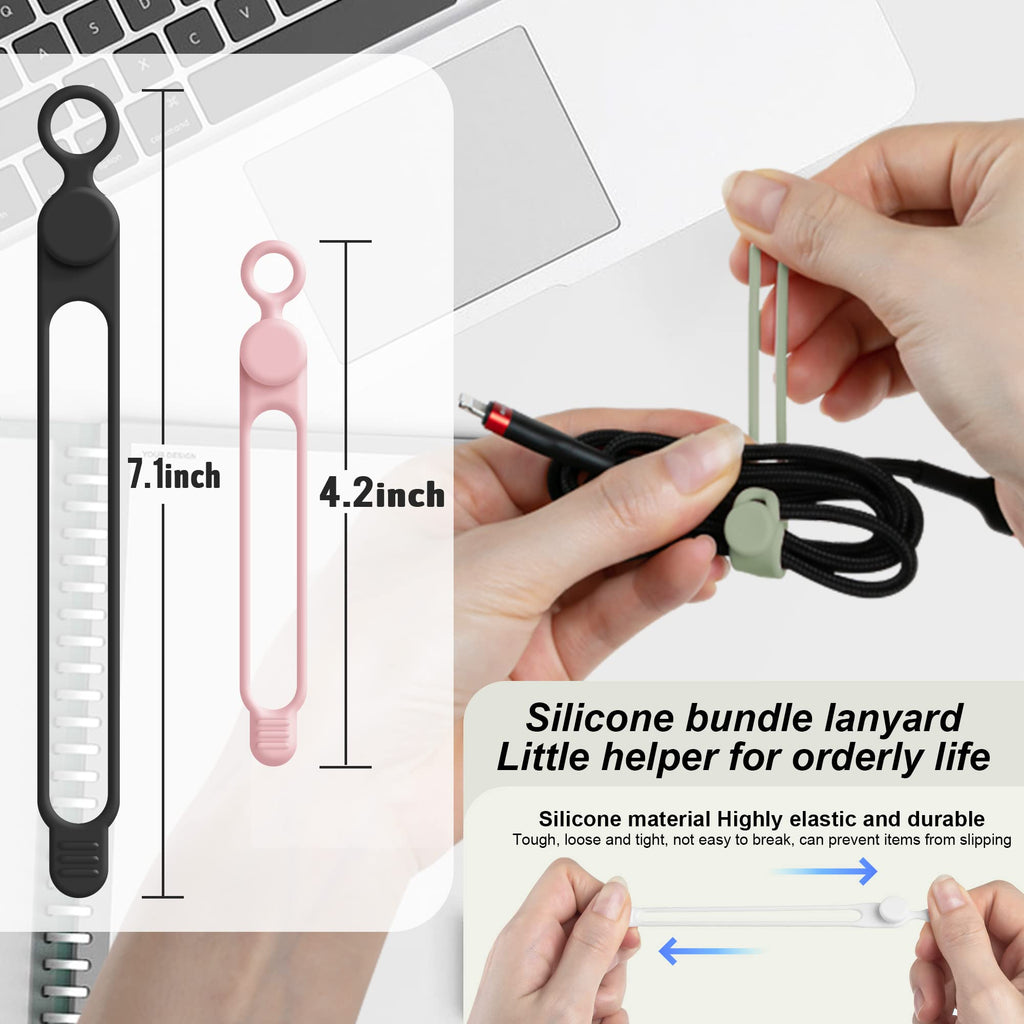24Pcs Silicone Cable Ties, Cord Organizer Cable Management-Multi