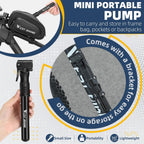 Bicycle Pump Mini Bike Pump Aluminum Alloy Cycle Pump for Presta & Schrader Valve, Portable Lightweight Bike Tyre Pump Fast Tyre Inflation Mini Air Pump For Mountain Road Bike Ball Pump