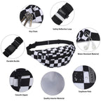 MAXTOP Large Bumbag Waist Fanny Pack Running Belt for Men Women Unisex Bum Bag with Headphone Jack and 4-Zipper Pockets Adjustable Belt for Travel Running Jogging Workout Hiking Gifts All Black