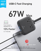 Anker Travel Power Strip, Anker Nano 67W Max 6-in-1 USB C Charger, 2 USB C