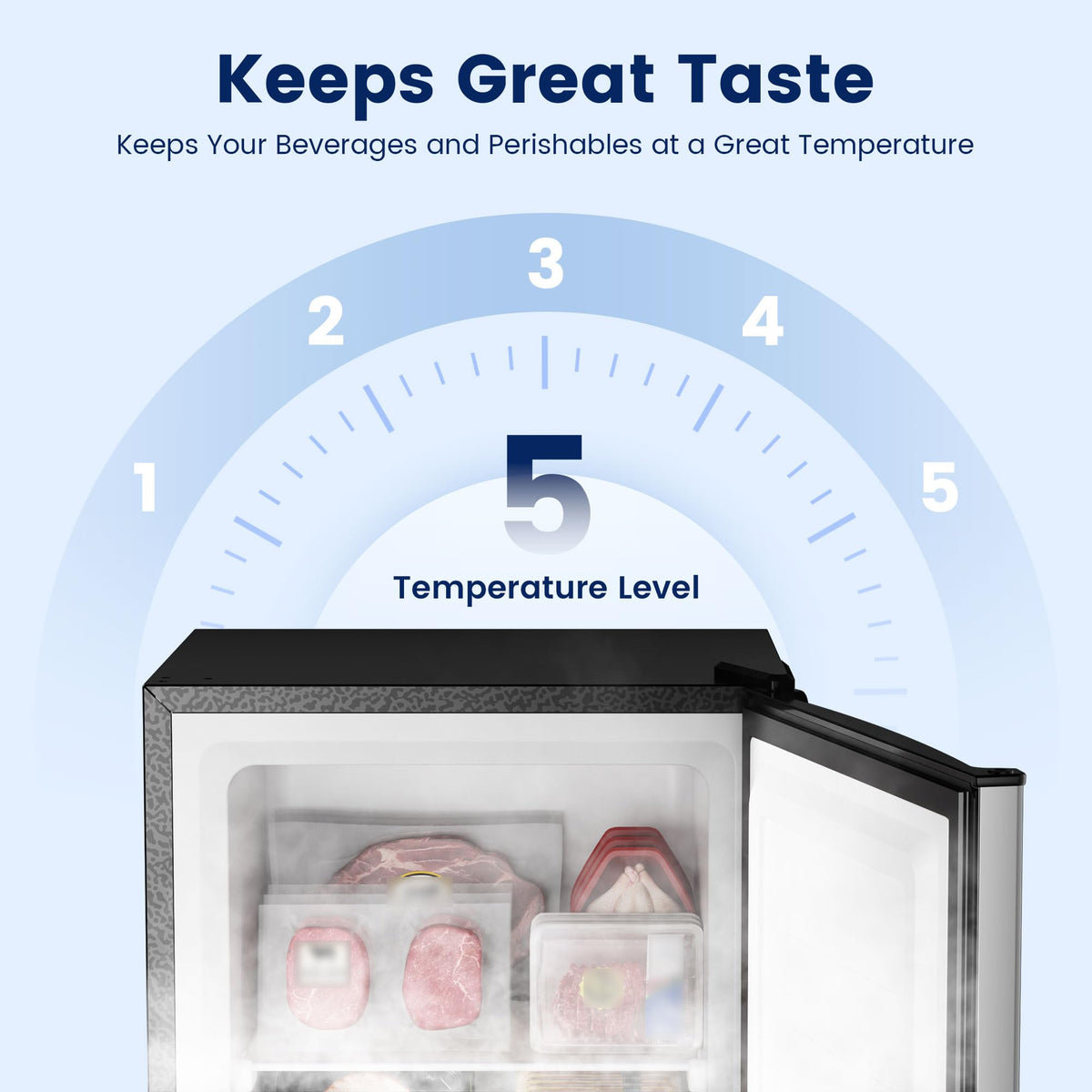 BANGSON 1.1 Cu.ft Upright Mini Freezer for Dorms Apartment, Silver