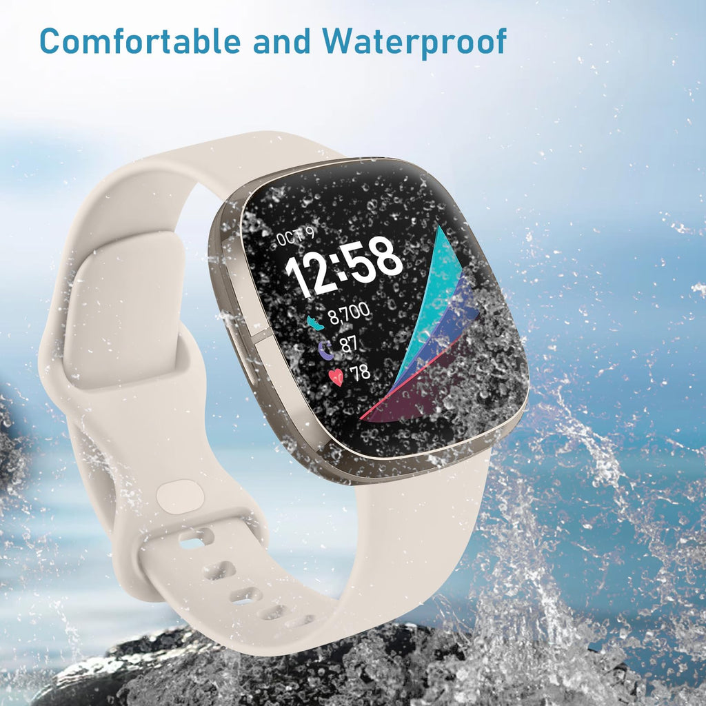 AK Straps for Fitbit Sense 2/Fitbit Sense/Fitbit Versa 4/Fitbit Versa 3 Straps for Women Men,Silicone Sport Classic Soft Replacement Straps Compatible with Fitbit Versa 3/Versa 4/Sense/Sense 2