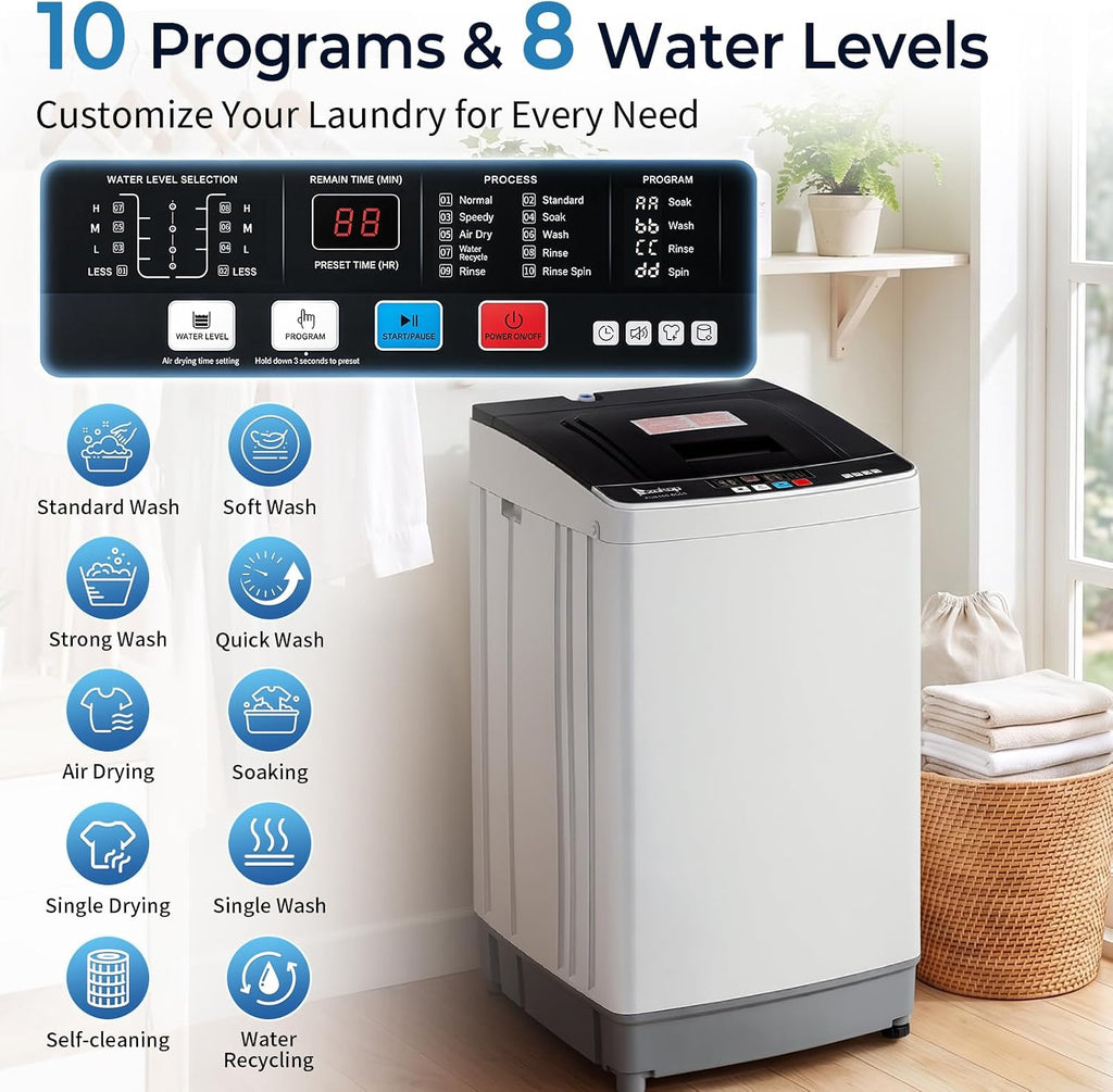 Winado 15.6LBS Full Automatic Portable Washing Machine with Drain Pump