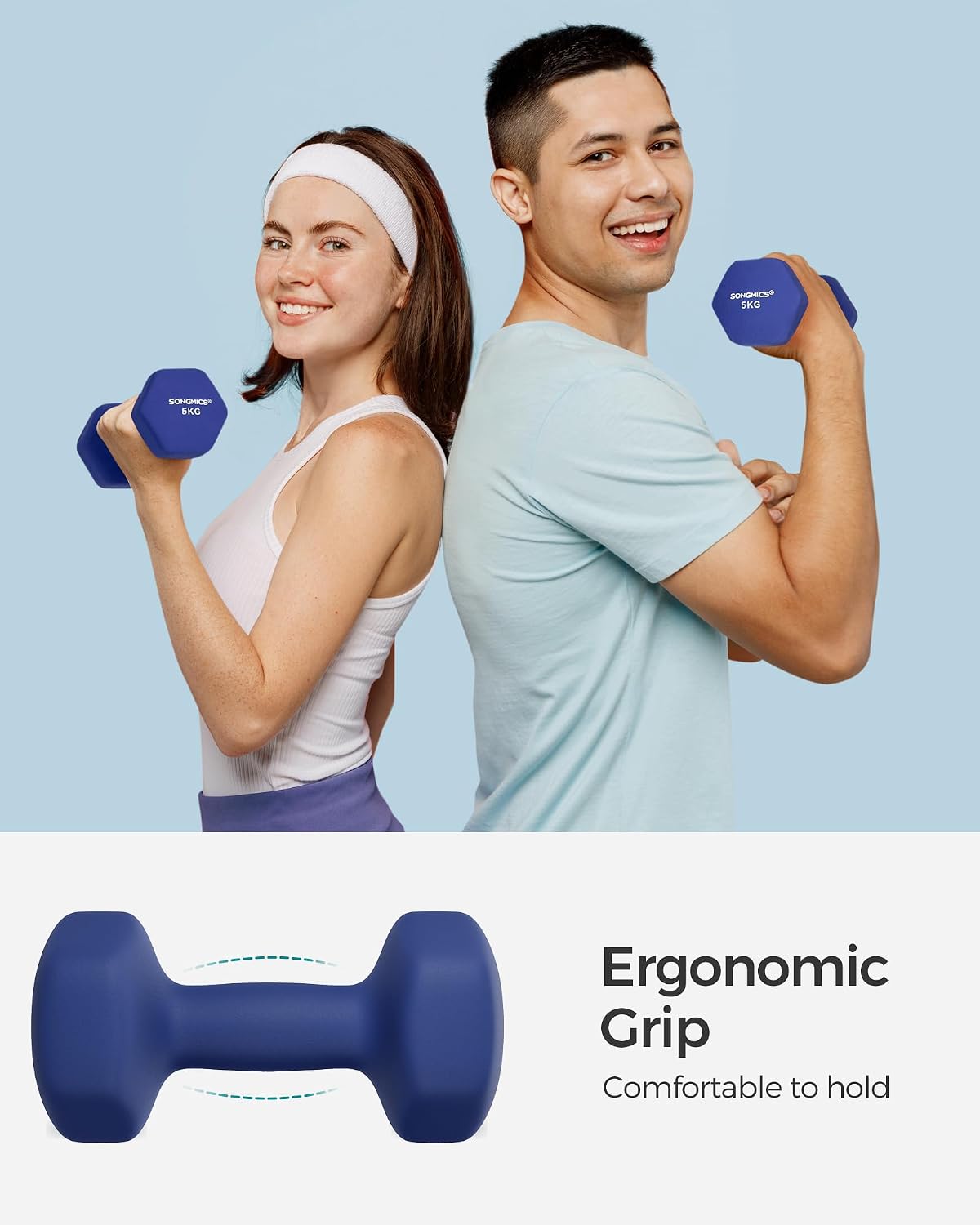 SONGMICS Hex Neoprene Dumbbells, 1/2/3/4/5KG Pair Weights for Fitness Training