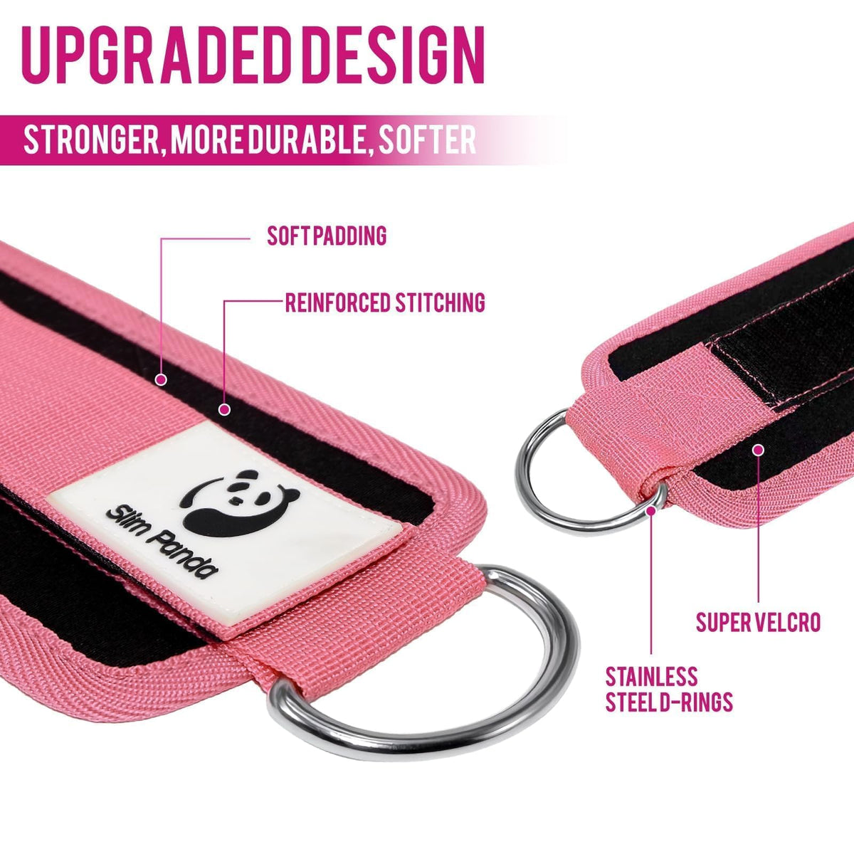 Slim Panda Ankle Straps for Cable Machines, Cable Kickback Ankle Cuffs