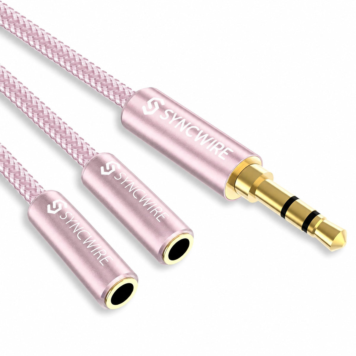SYNCWIRE Headphone Splitter, 3.5mm Nylon-Braided Male to 2 Female Y Cable