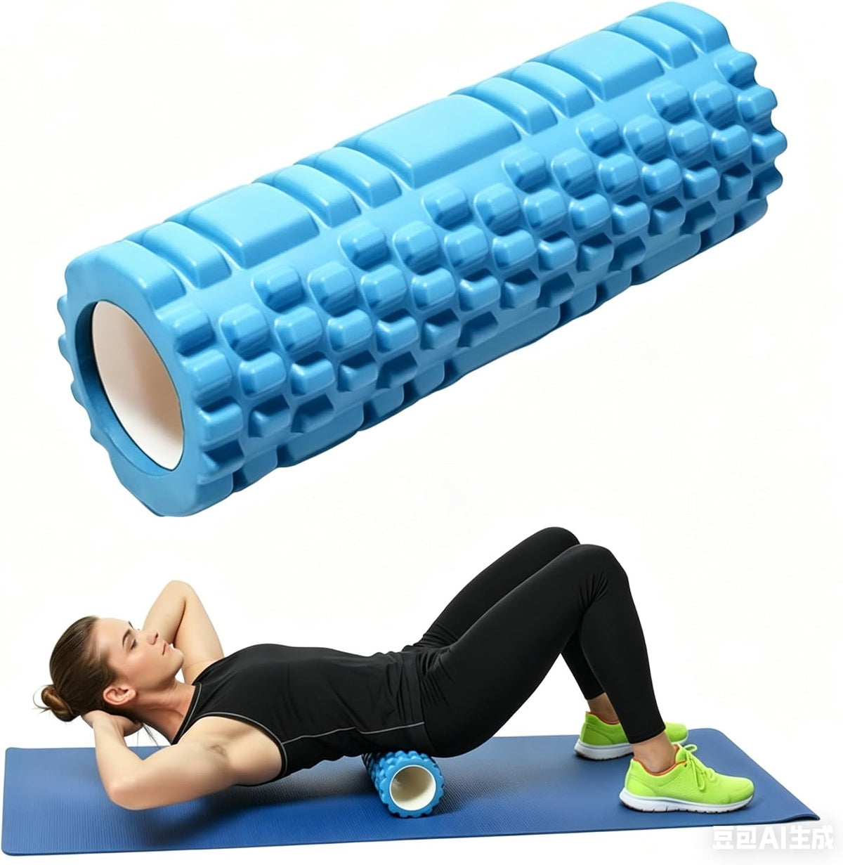 Senken Foam Roller for Pilates & Deep Tissue – EVA 3D Textured Muscle Massage Roller, Trigger Point Pain Relief, Firm Exercise Roller for Back & Legs (30x10cm)